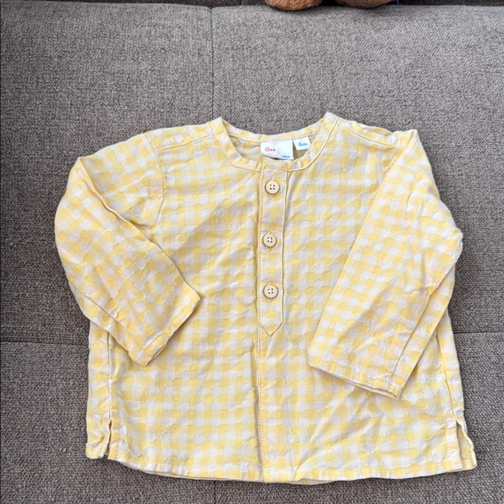 Oso & Me Yellow Checkered Button Down Shirt